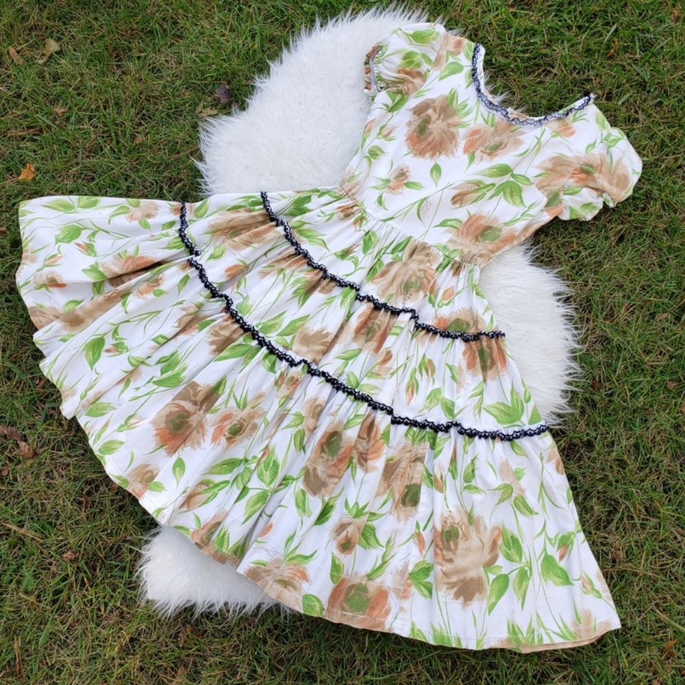 1950s floral western pinup swing dress S M - Picture 2 of 8